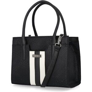 Women's Black JacquardSandy Jr Top Handel Satchel with Removable Crossbody Strap